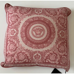 Versace Medusa Print Wool Pillow Cushion Rose 23.6” x 23.6” 1012278 IT NWT $925